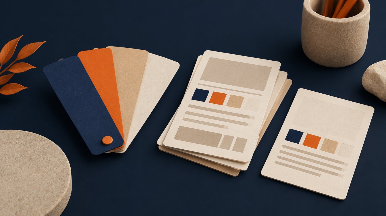 Color swatches and type specimen cards