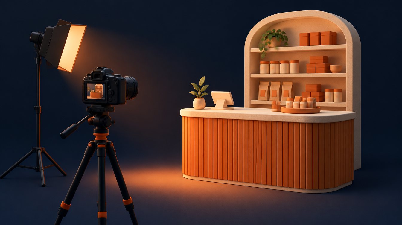 A camera pointed at a shop counter