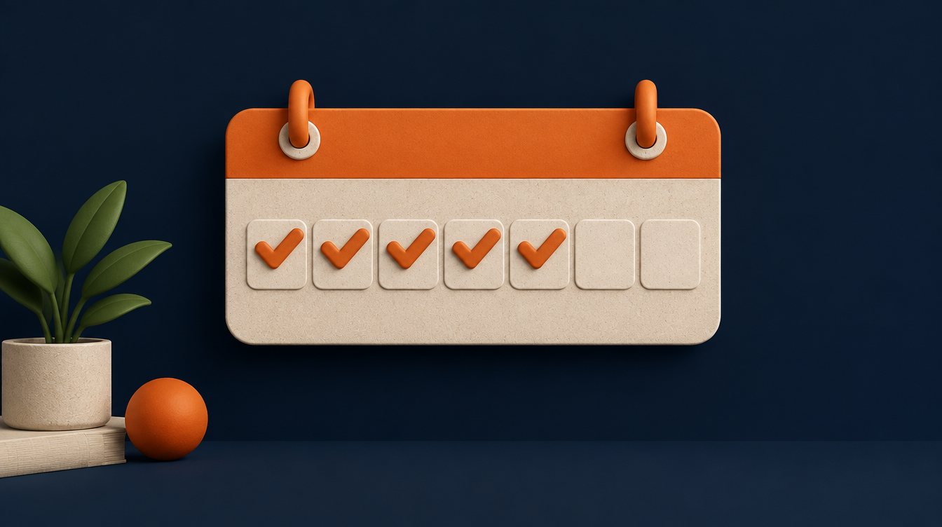 A weekly calendar with check marks