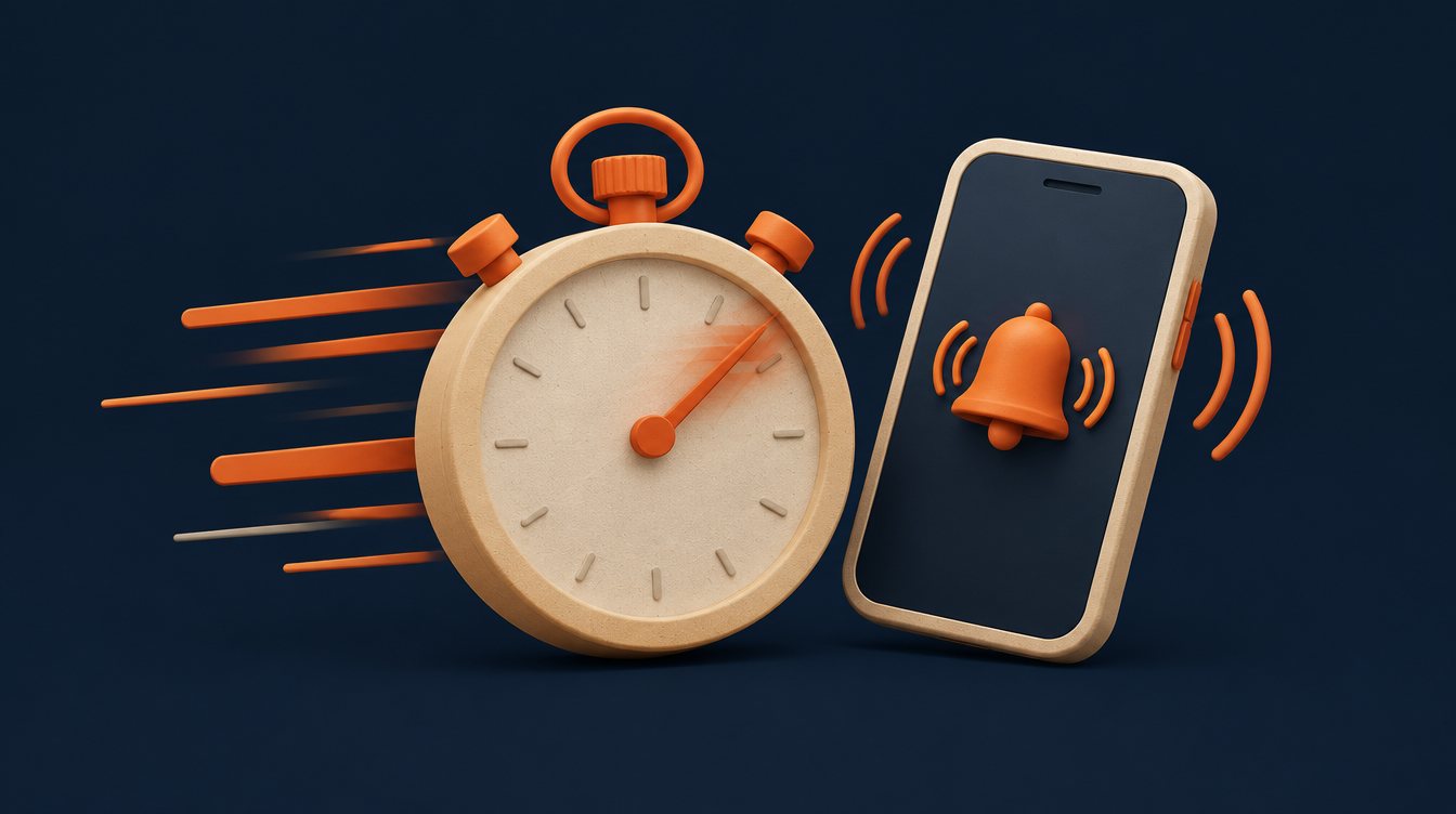 Stopwatch beside a ringing phone