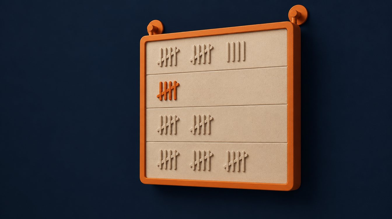 A sales board with tally marks