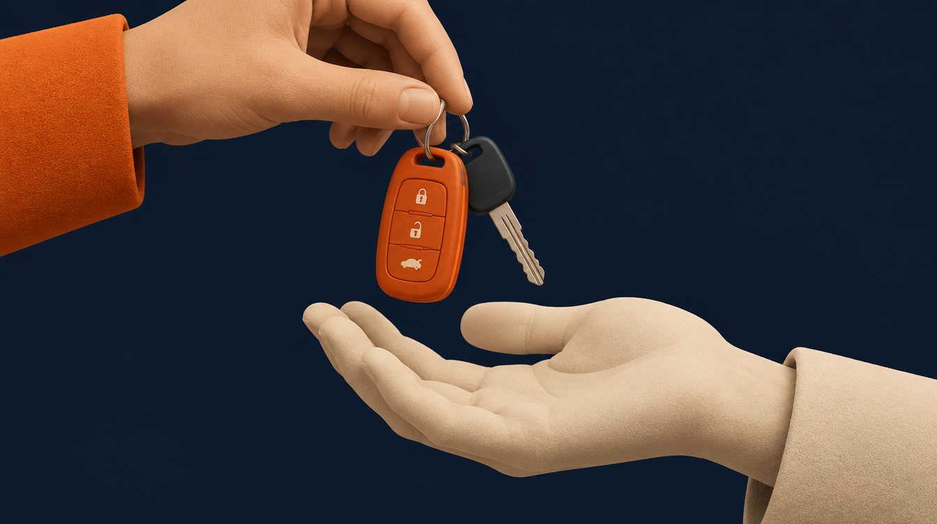 Car keys placed into an open hand