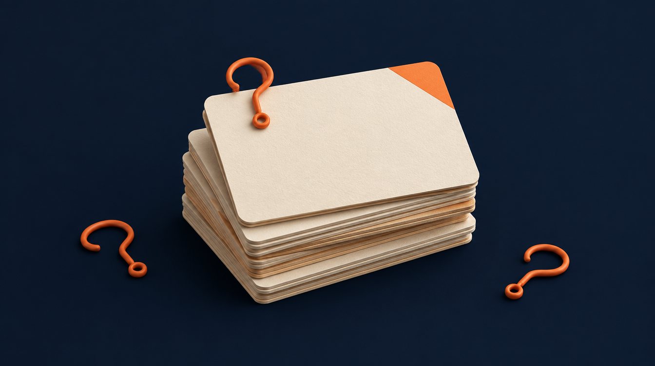Index cards with question-mark clips