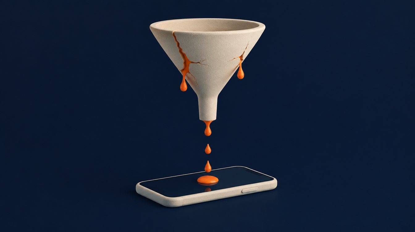 A leaking funnel over a phone